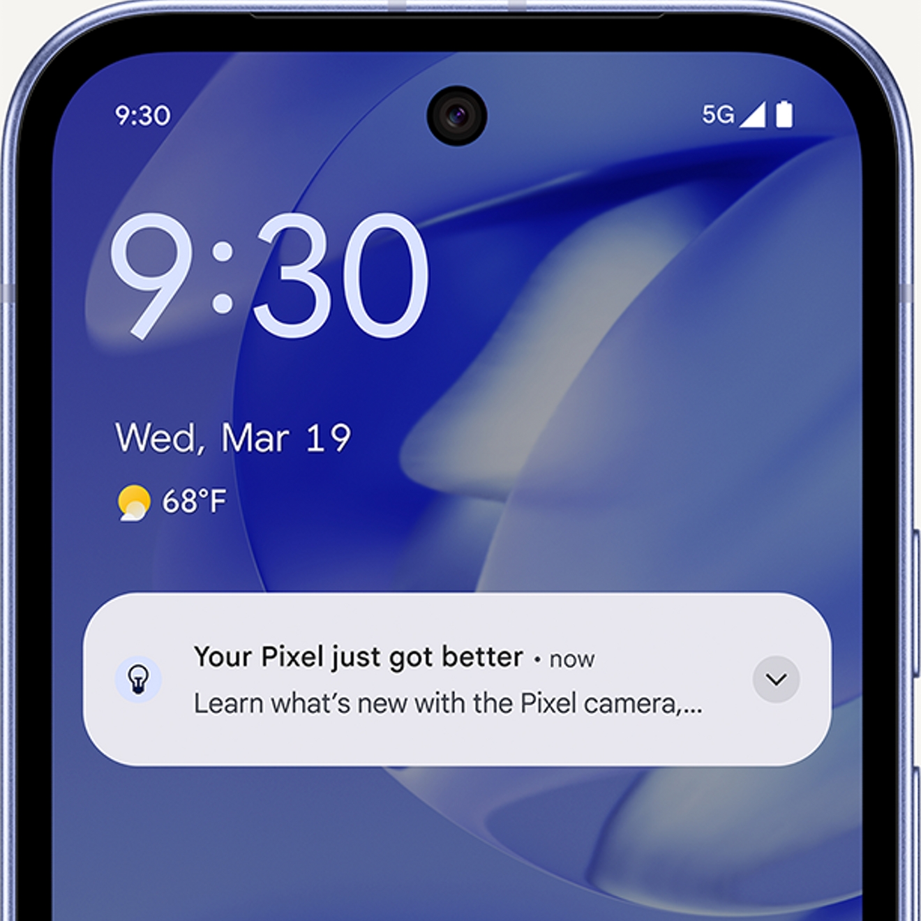 Pantalla del Google Pixel 9a con una notificación.