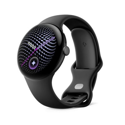 Se muestra el Google Pixel Watch 5 (41 mm) con Gemini Intelligence con caja en negro mate y pulsera Volcanic Black.