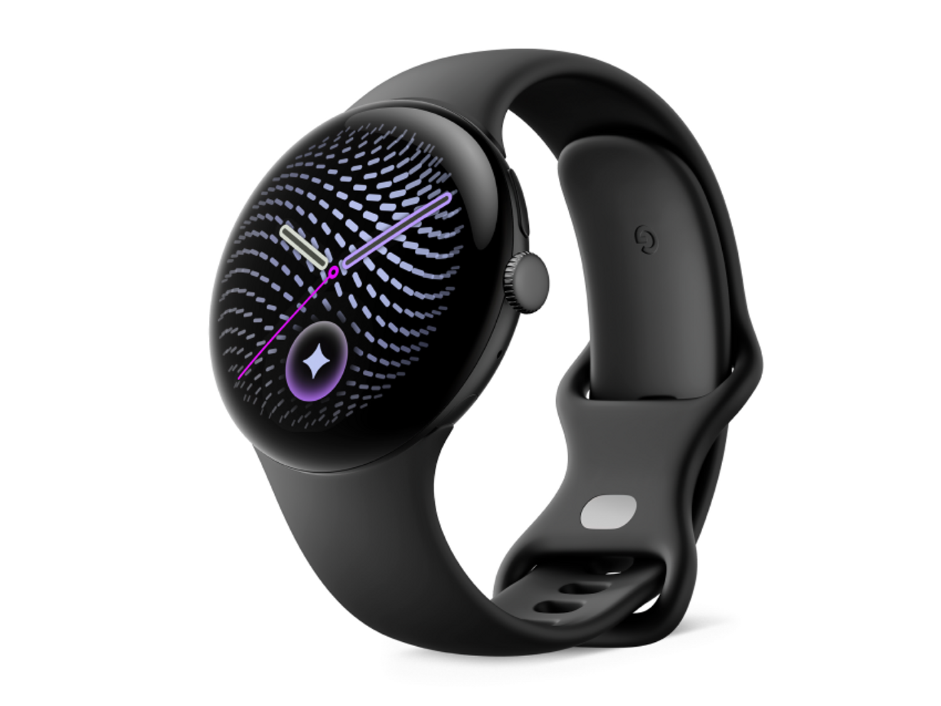 Se muestra el Google Pixel Watch 5 (41 mm) con Gemini Intelligence con caja en negro mate y pulsera Volcanic Black.