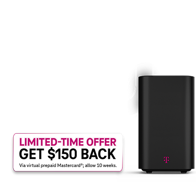 Internet residencial de T-Mobile cuesta solo 50 dólares al mes con AutoPago y cualquier línea de voz. Y, por tiempo limitado, obtén un reembolso de 150 dólares a través de una tarjeta virtual de prepago Mastercard, puede demorar 10 semanas.