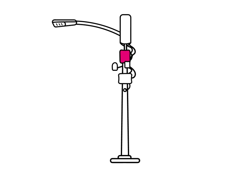 Ícono de poste de alumbrado con equipo de celda pequeña conectado.