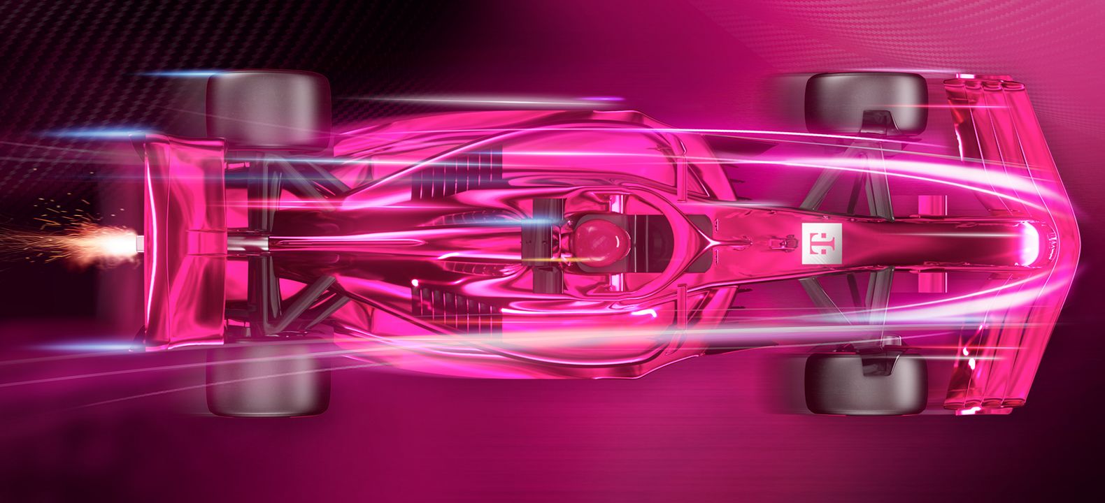 Diseño de auto de Fórmula 1 en magenta difuminado.