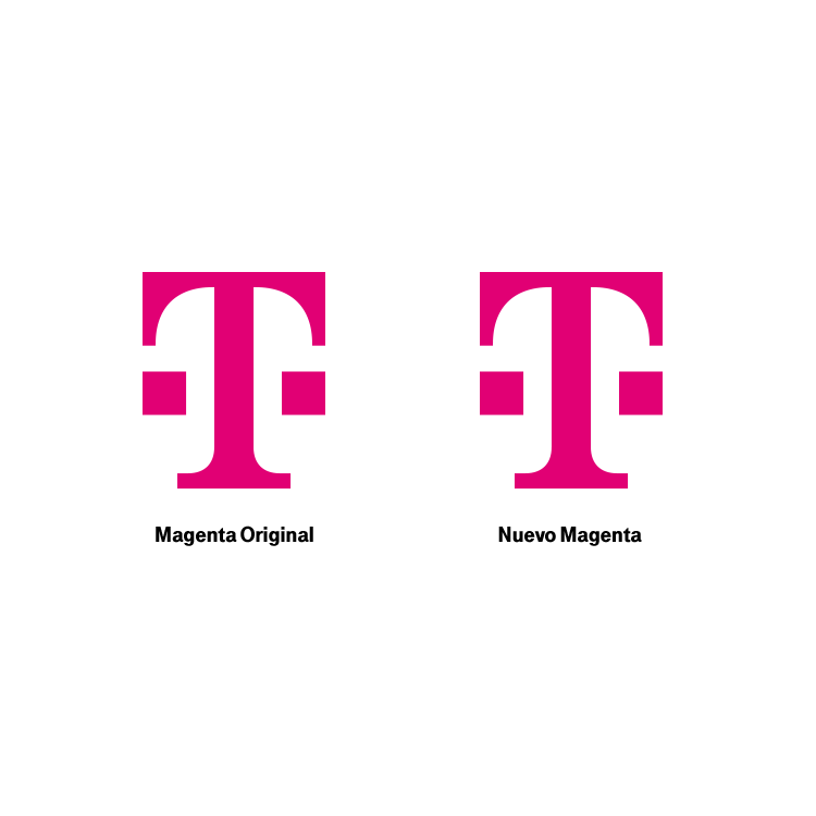 Dos logotipos de la "T" de T-Mobile uno junto a otro, aparentemente en el mismo tono de magenta.