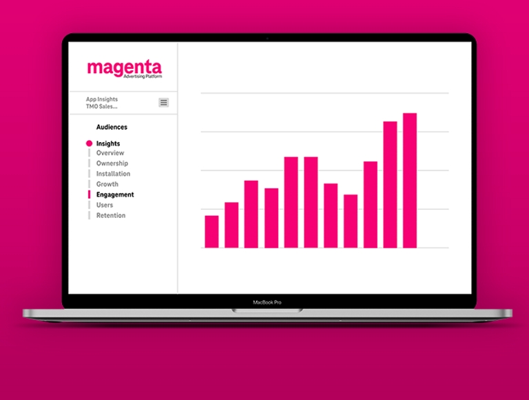 Laptop que muestra un gráfico de barras de los buenos resultados de la campaña