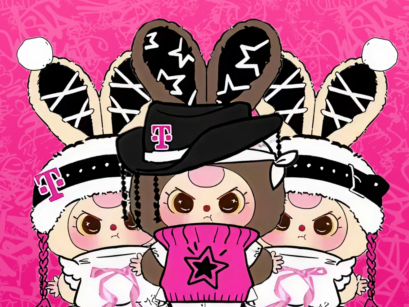 Tres objetos coleccionables de la serie No Filter posando uno al lado del otro, un Wink y dos Blings.