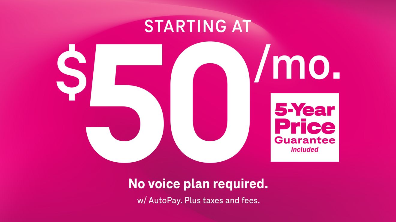 Internet 5G Residencial de T-Mobile desde cincuenta dólares al mes.