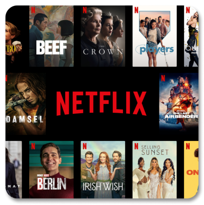 Presenta una composición de los programas y películas de Netflix.