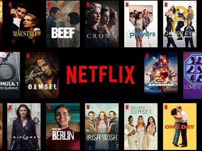 Pantalla de Netflix con varios carteles de programas