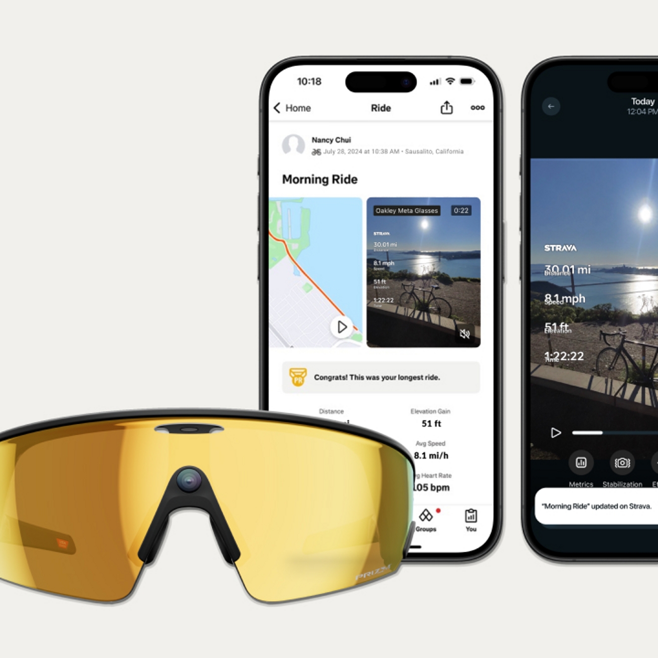 Gafas Oakley Meta Vanguard junto a un smartphone