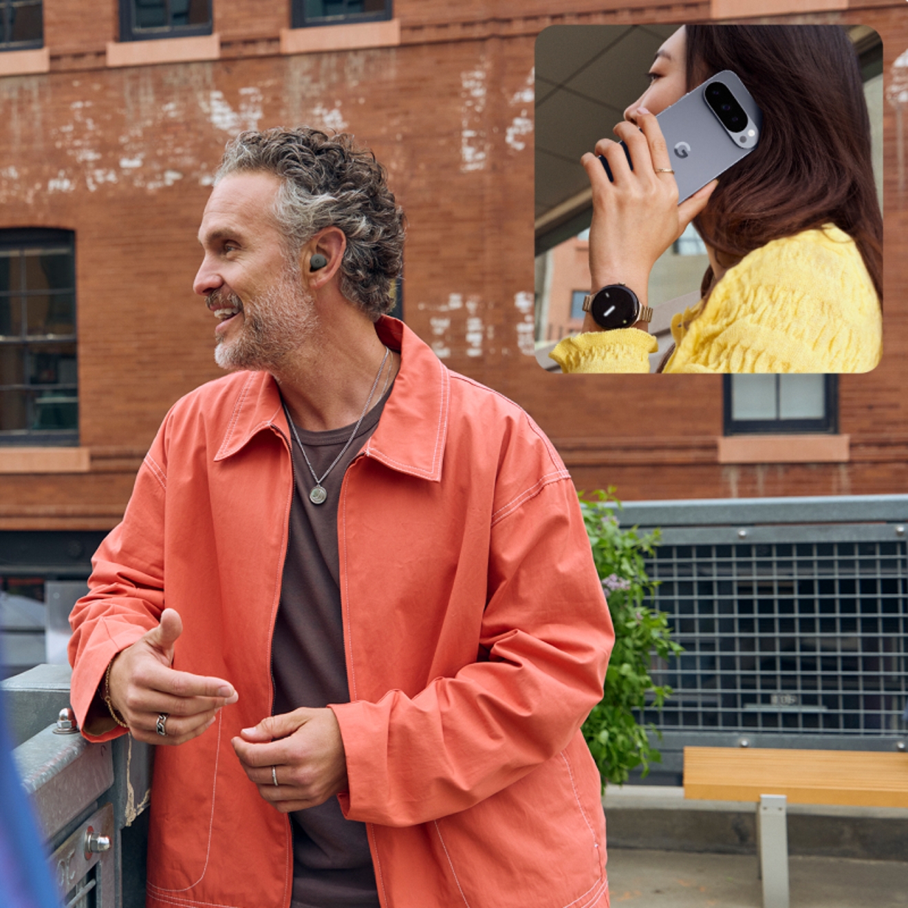 Un hombre usando el dispositivo Google Pixel Buds 2a