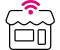 Una ilustración de una tienda con un logotipo de wifi en el techo