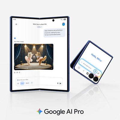 Un teléfono de la serie Z que se pliega verticalmente junto a otro que se pliega horizontalmente.