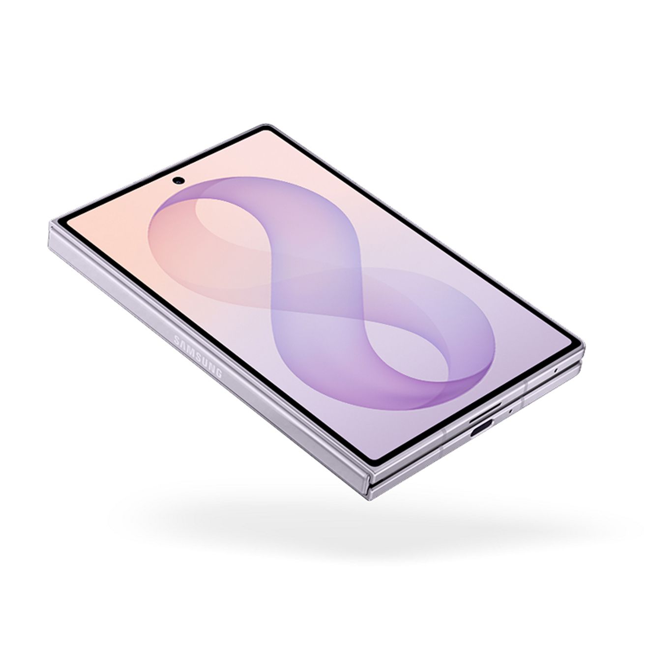 El Samsung Galaxy Z Fold8 en morado claro, que se muestra cerrado con una pantalla de la cubierta grande y un diseño plegable delgado.