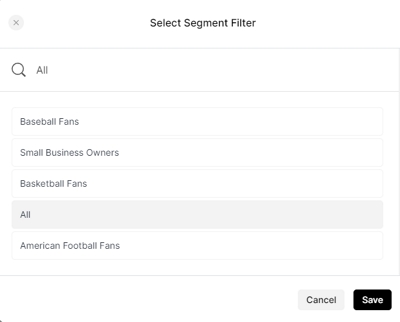 Select segment filter