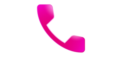 Ícono de teléfono magenta.