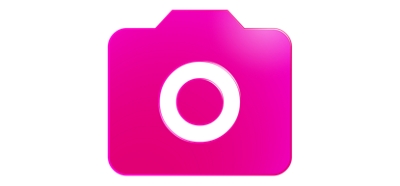 Ícono de una cámara magenta.