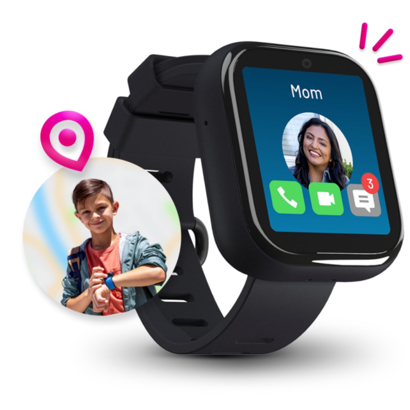 Reloj SyncUp Kids 2 que muestra a una mamá llamando a su hijo.