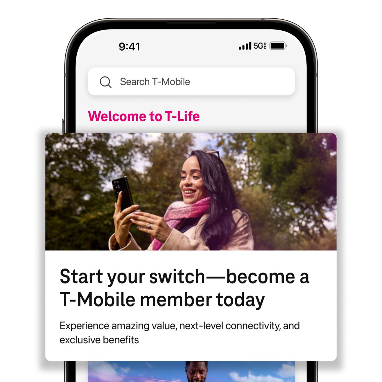 Captura de pantalla del banner de cambio a T-Mobile.