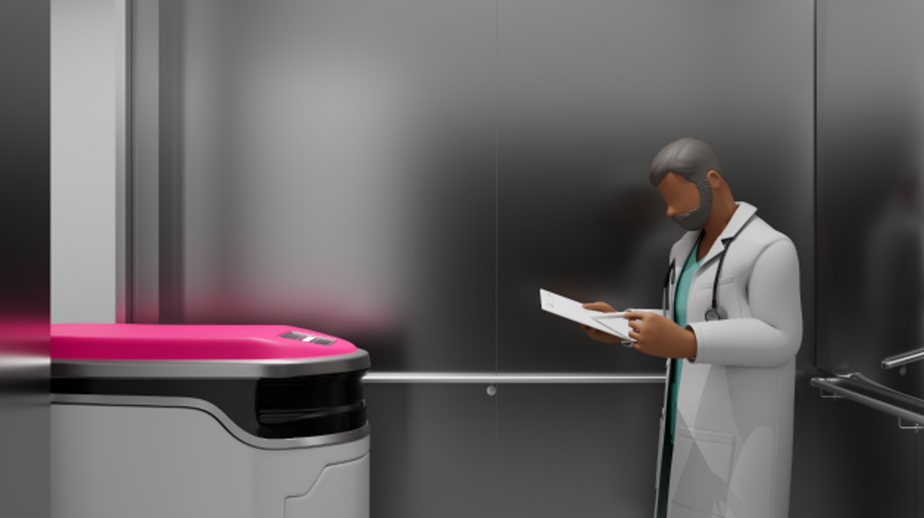 Ingeniero revisa un robot.