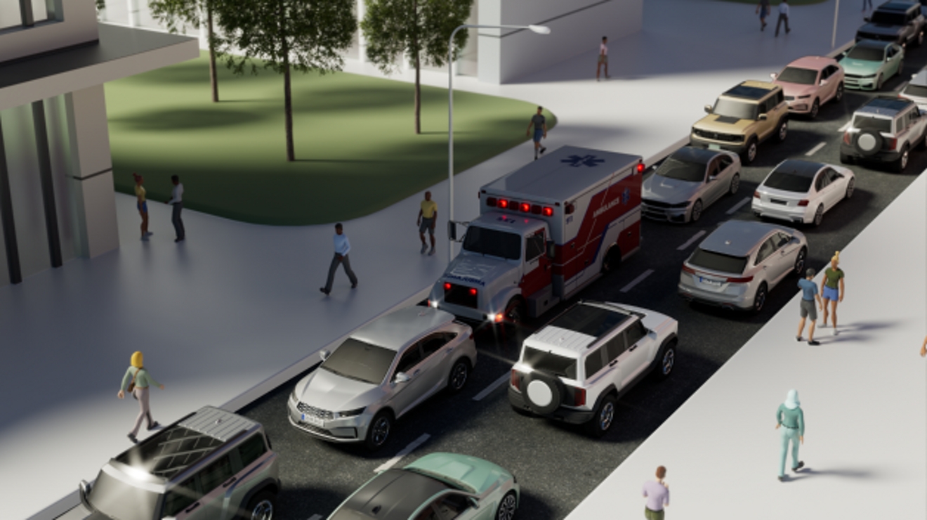 Calle llena de vehículos.