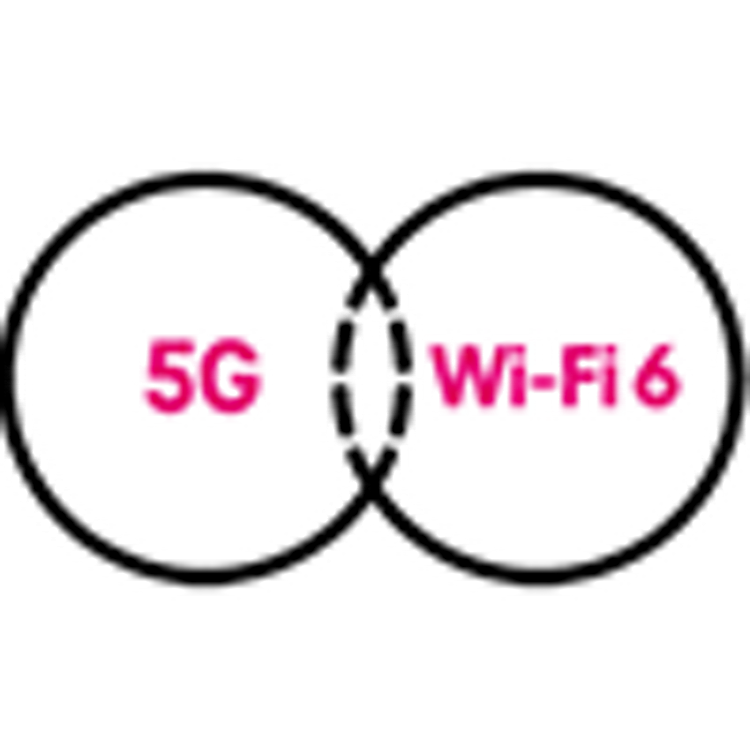 Se muestran círculos rotulados con 5G y Wi-Fi 6 superpuestos