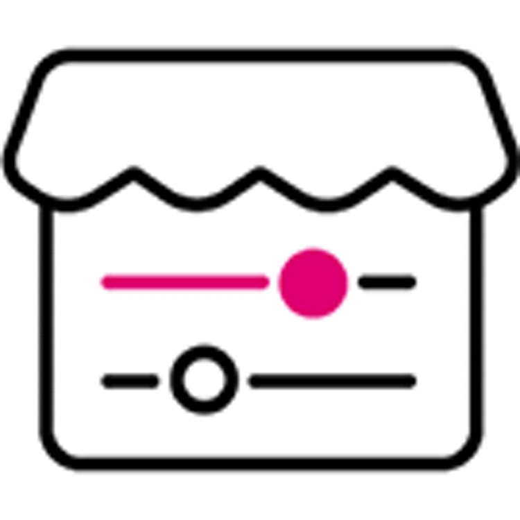 Ícono de escaparate con toldo