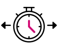 Ilustración con un reloj con flechas que apuntan al lado izquierdo y derecho