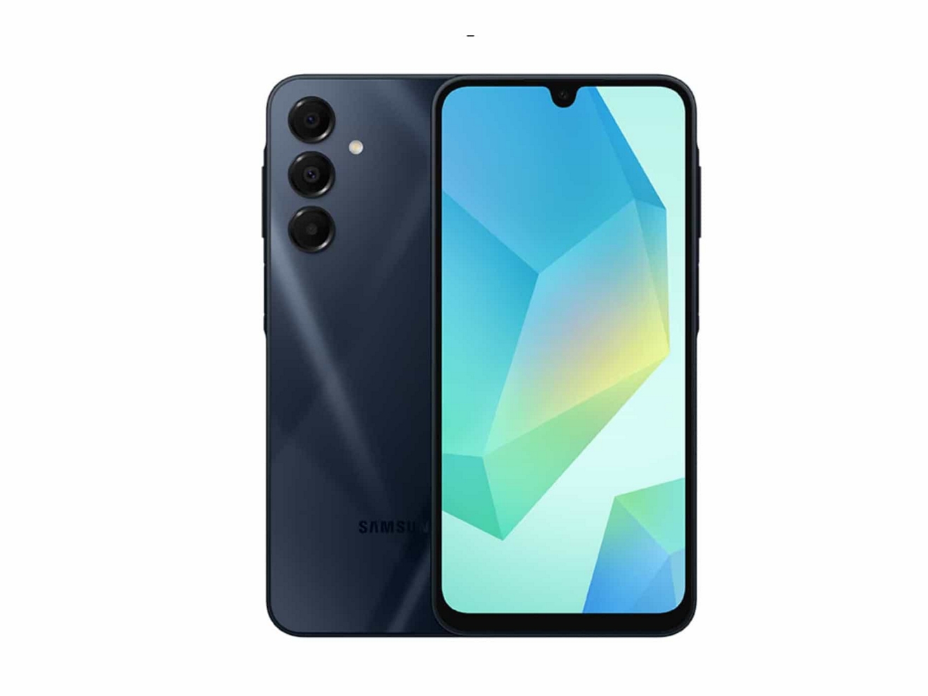 Dos dispositivos Samsung Galaxy A16 5G, uno mostrando la parte frontal y otro la posterior.