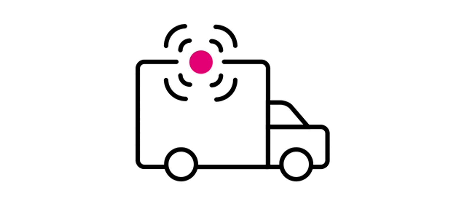 Ícono de un camión que emite una señal roja desde la parte superior