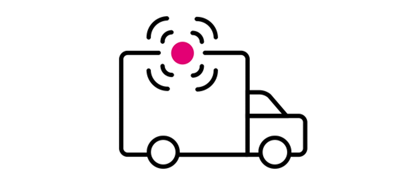 Ícono de un camión que emite una señal roja desde la parte superior