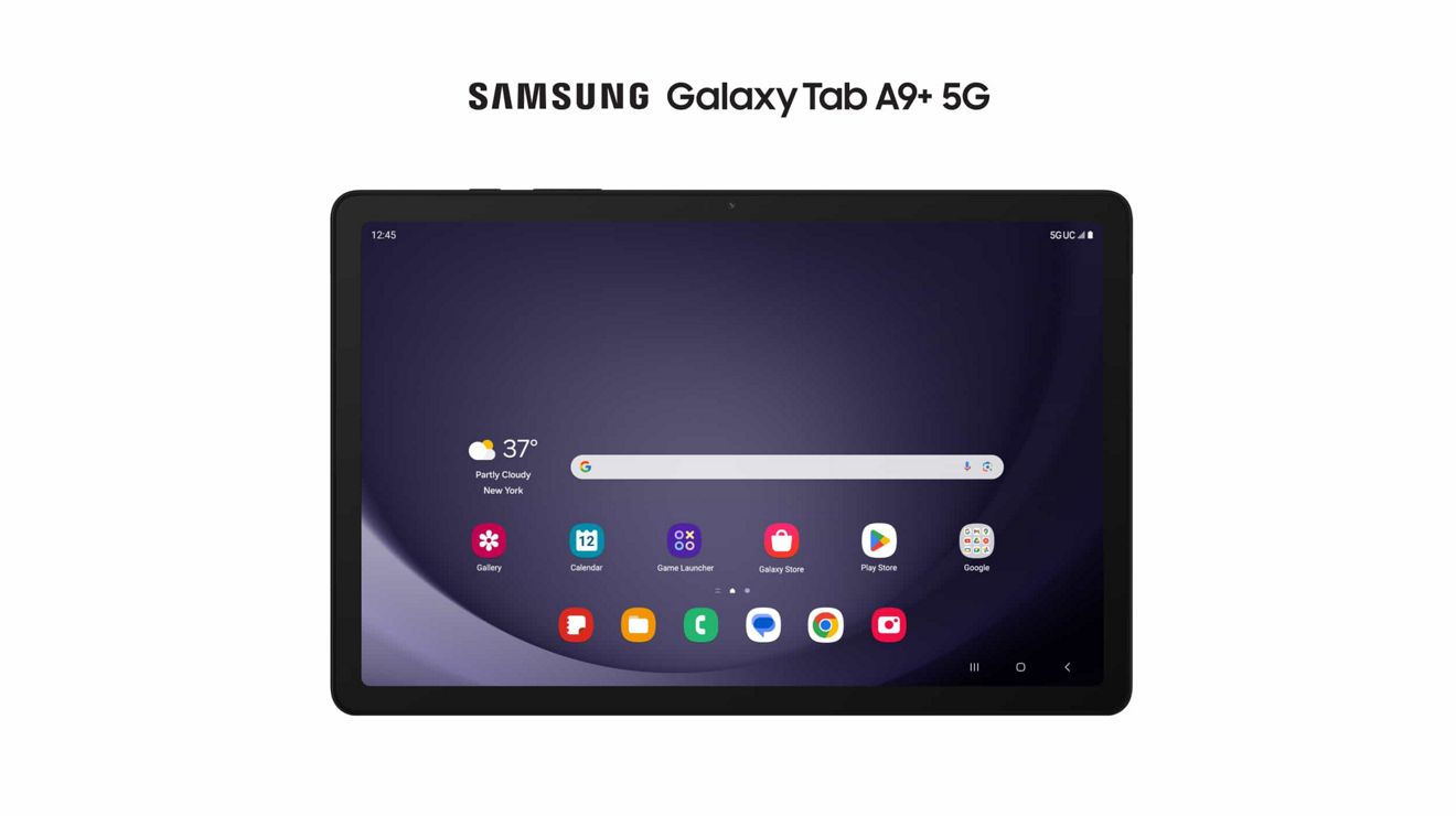 Vista frontal de una Samsung Galaxy Tab A9+ 5G.
