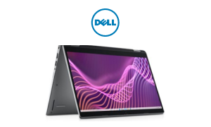 Una laptop Dell Latitude 5340 y el logotipo de Dell.