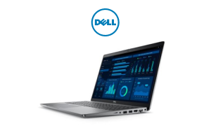 Una laptop Dell Precision 3581 y el logotipo de Dell.