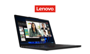 Una laptop Lenovo ThinkPad X13s 1.ª gen. y el logotipo de Lenovo.