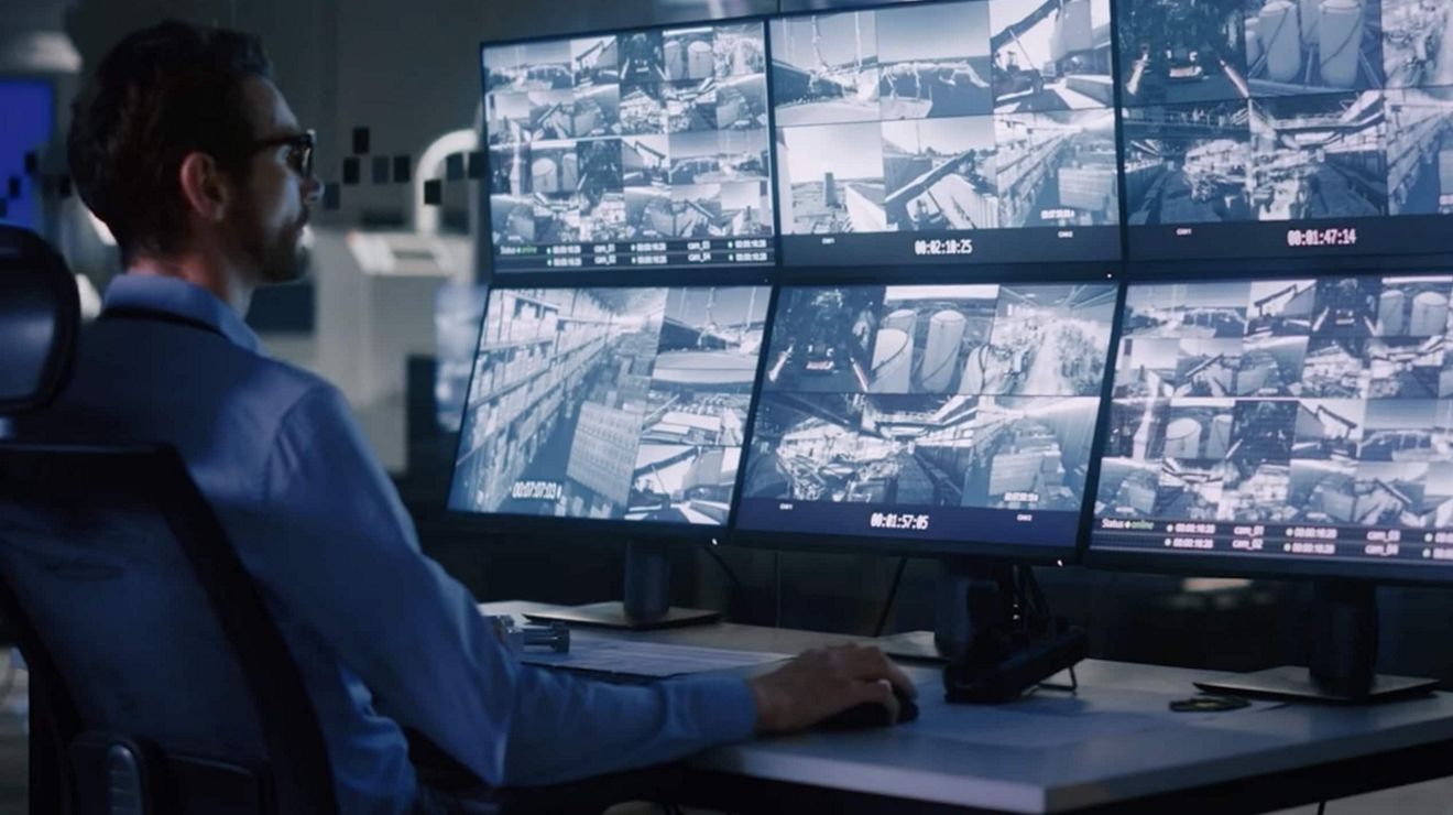 Un técnico monitorea videos en tiempo real para detectar anomalías.