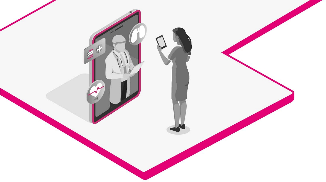 Un médico evalúa a su paciente rural a través de la telemedicina.