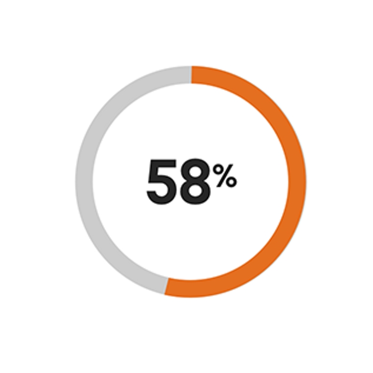 gráfico de porcentaje 58%