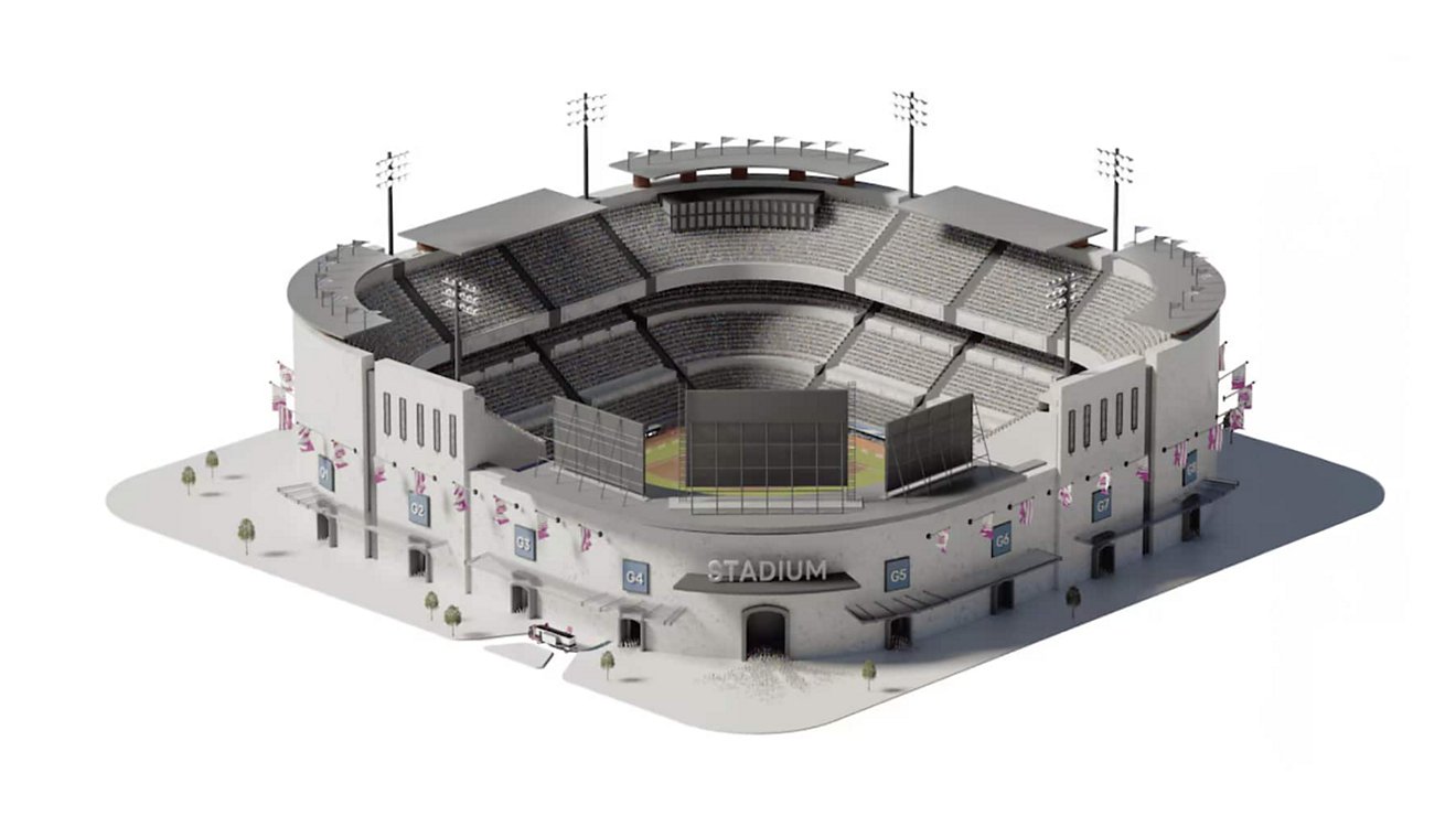 Modelo 3D de un estadio.