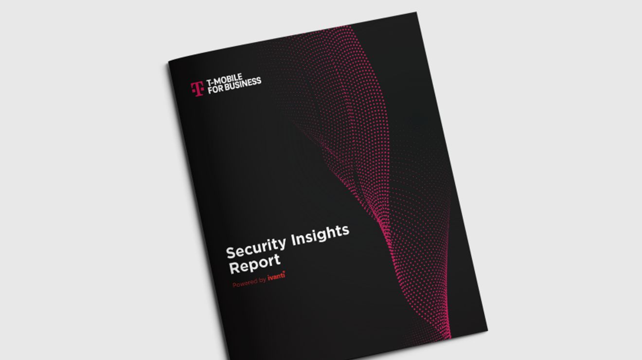 La portada de un informe de perspectivas de seguridad de T-Mobile Para Empresas, preparado por Ivanti.