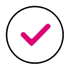 Marca de verificación magenta en un círculo.