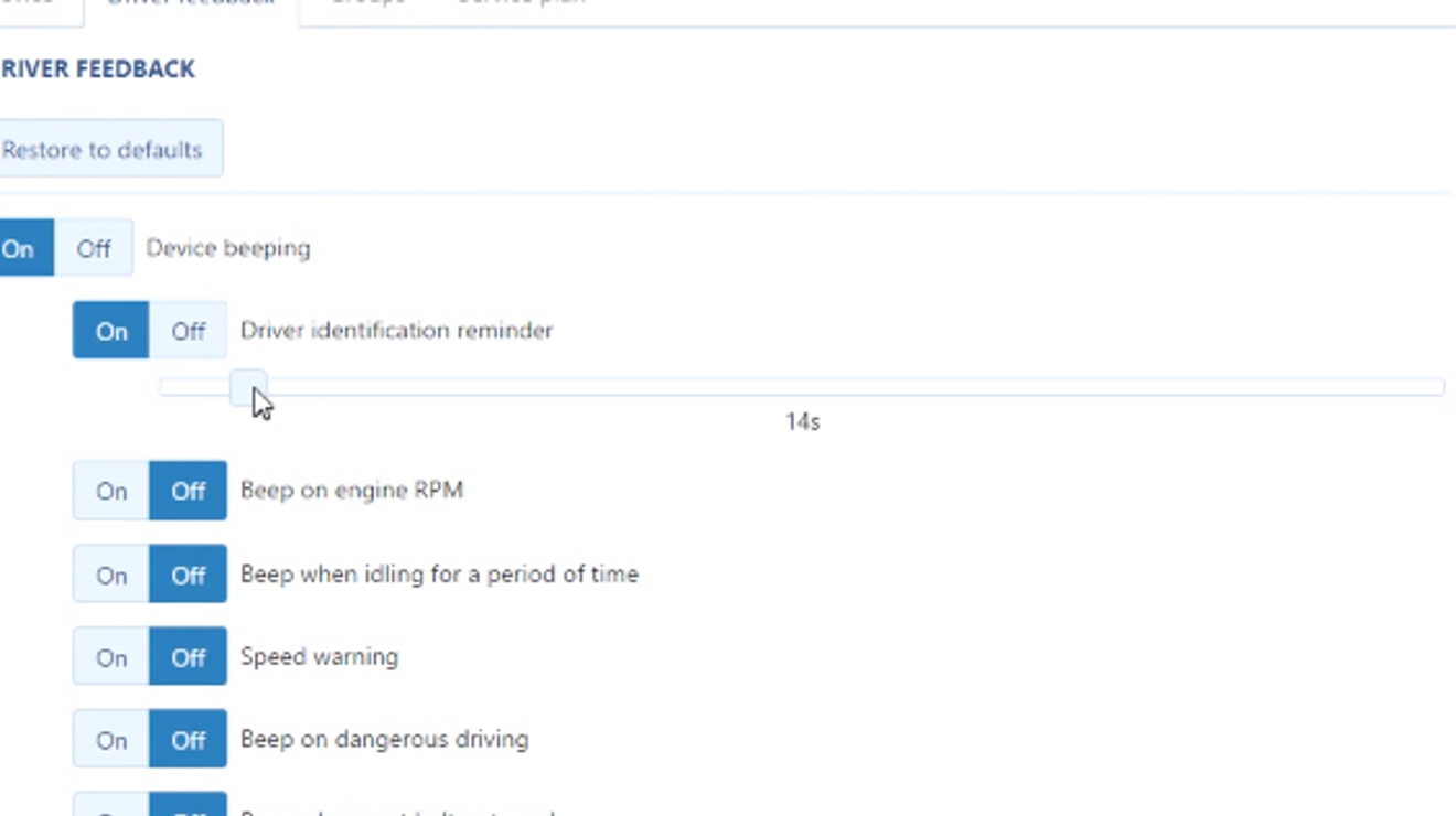 Configurar comentarios del conductor basados en el vehículo