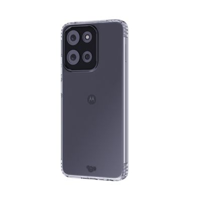 Un par de smartphones Motorola moto g, donde se destaca la pantalla de uno de los dispositivos y el diseño de la cámara trasera del otro.