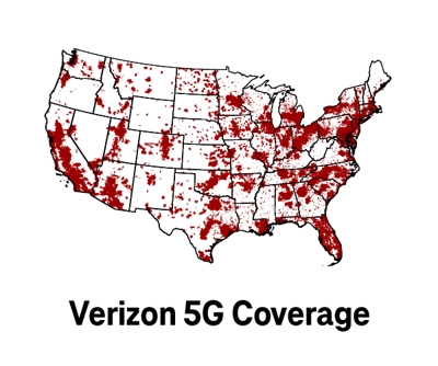 Mapa de cobertura de Verizon.