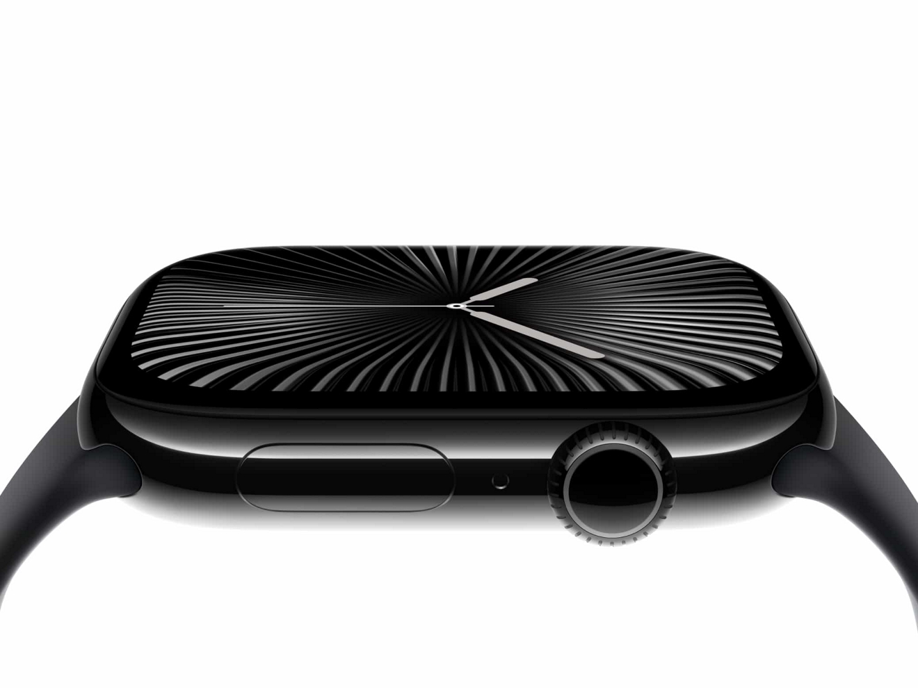 Vista superior y lateral de un elegante Apple Watch series 10.