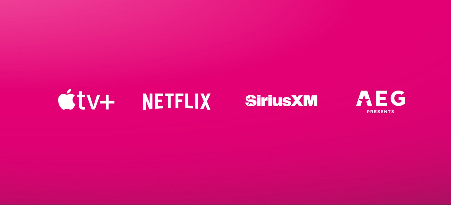 Logotipos de Apple TV+, Netflix, Sirius XM y AEG Presents