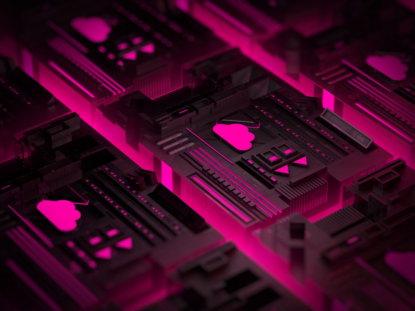 Primer plano de equipos magenta.