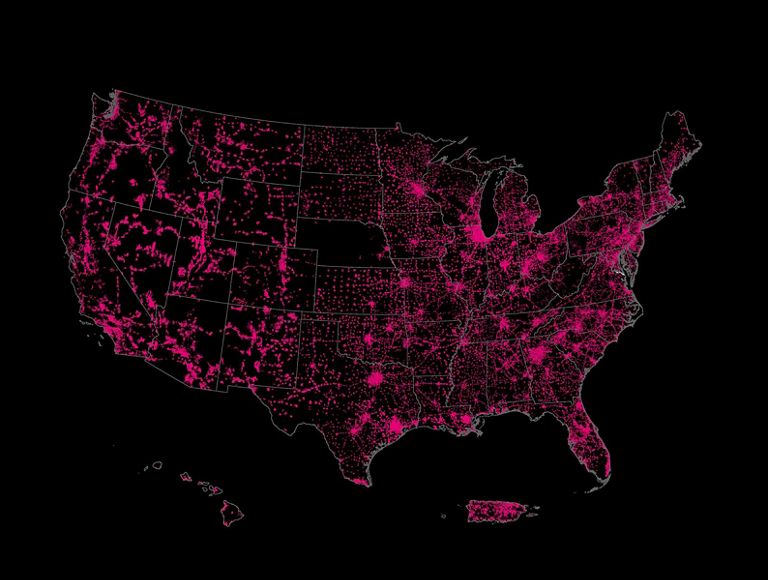 Un mapa con la cobertura 5G del nivel 35/3 en exteriores