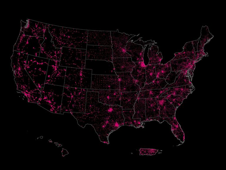Un mapa con la cobertura móvil 5G en vehículos del nivel 7/1