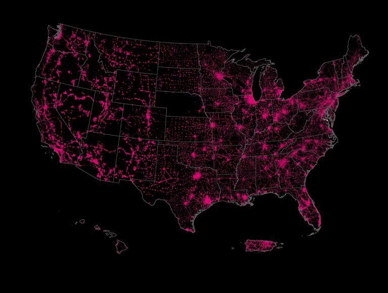Un mapa con la cobertura LTE móvil en vehículos del nivel 5/1