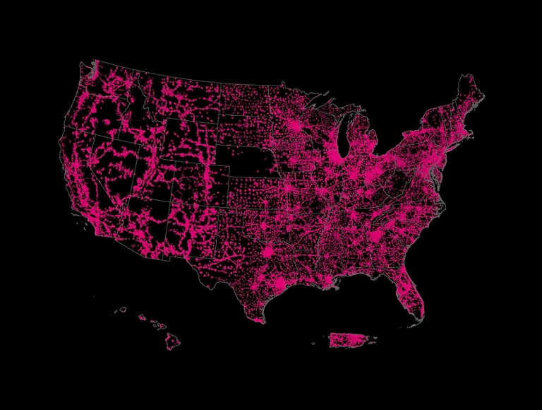 Un mapa con la cobertura de voz en vehículos